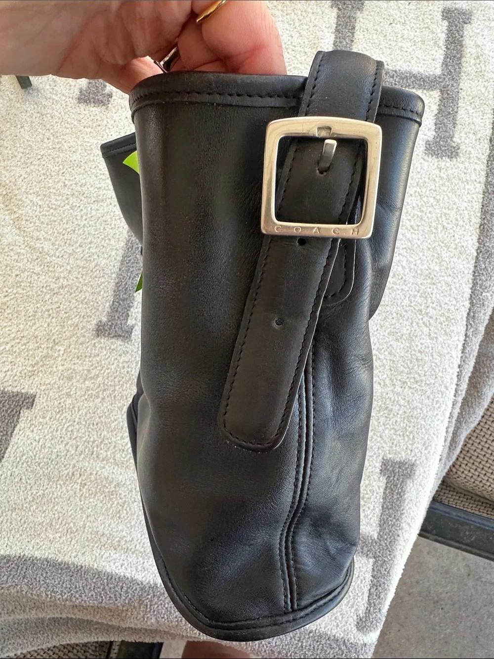 Coach Black Leather Shoulder Bag with Silver Hardware